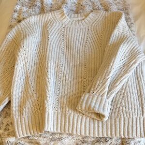 LOFT Cream Textured Knit Sweater